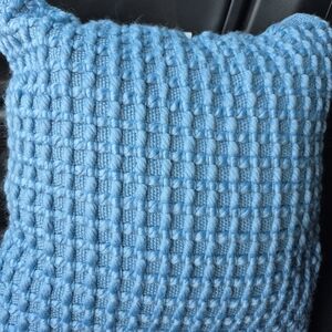 Blue Textured Throw Pillow
